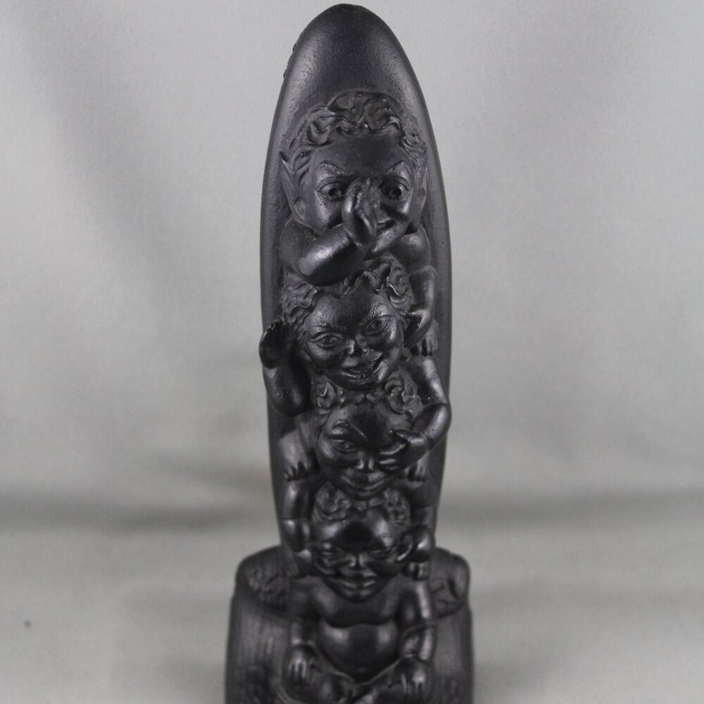 Coco Joes Tiki Statue - Menehume Totem Pole with Surfboard - Made with Lave